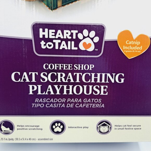 Coffee Shop Bistro Cat or Small Animal Playhouse with Cardboard Scratching Board - Picture 3 of 6